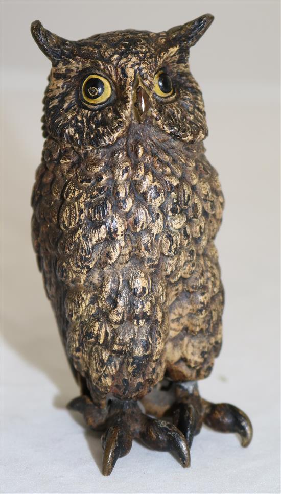 An Austrian cold painted bronze model of an owl, 4in.